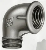 Draadverloopknie, zwart gietijzer, 1" x 3/4" MF, Atusa fig 92R