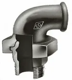 Draad-3-delige kniekoppeling MF, zwart gietijzer, 5/4", Atusa fig 98