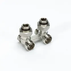 H-onderblok, Begetube, M24 x 1,5-1/2", haaks, tweepijp, messing