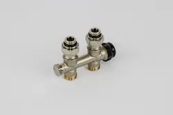 H-onderblok, Begetube, M24 x 1,5-1/2", recht, tweepijp, messing