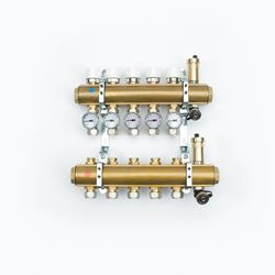 Collector voor vloerverwarming 5/4" + 10 x M24, Begetube, messing, met ontluchting, met thermische stelaandrijving, met regeling