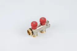 Verdeler voor CV 3/4" + 2 x M24, Begetube, messing, rood