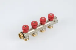 Verdeler voor CV 3/4" + 4 x M24, Begetube, messing, rood