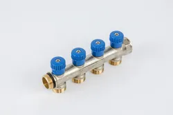 Collecteur pour chauffage 3/4" + 4 x M24, Begetube, laiton, bleu