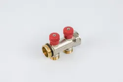 Collecteur pour chauffage 1" + 2 x M24, Begetube, laiton, rouge