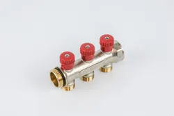 Collecteur pour chauffage 1" + 3 x M24, Begetube, laiton, rouge