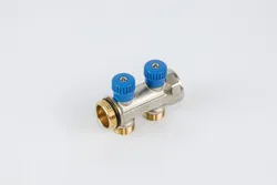 Collecteur pour chauffage 1" + 2 x M24, Begetube, laiton, bleu