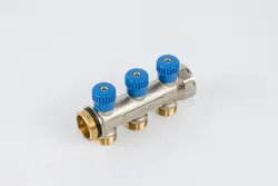 Collecteur pour chauffage 1" + 3 x M24, Begetube, laiton, bleu