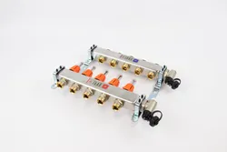 Collector voor vloerverwarming 1" + 5 x 3/4", Begetube, inox, met ontluchting, ,, ,, met doorstroommeter, ,