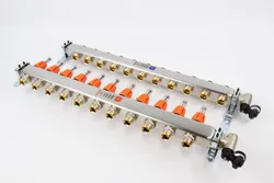 Collector voor vloerverwarming 1" + 11 x 3/4", Begetube, inox, met ontluchting, ,, ,, met doorstroommeter, ,