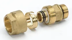 Pièce de transition à compression, laiton, téton fixe pour Alpex, 26/3mm  x 3/4" M, chauffage, Begetube