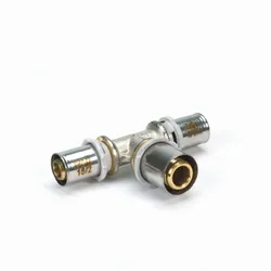Persverloop-T, messing, 26/3x32/3x26/3mm FFF, (drink)water, Begetube Alpex