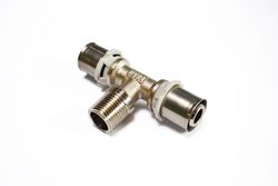 Persovergangs-T-stuk, messing, 16/2 x 1/2" x 16/2 M, (drink)water, Begetube Alpex