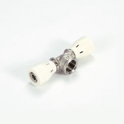 Té de transition push fit, plastique, 16 x 1/2" x 16 F, eau potable, Begetube Alpex