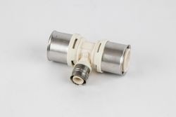 Té réduit à sertir, plastique, 40/3.5x20/2x40/3.5mm FFF, eau potable, Begetube Alpex PPSU