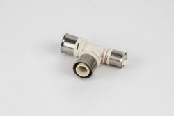 Persverloop-T, kunststof, 26/3x26/3x20/2mm FFF, (drink)water, Begetube Alpex PPSU