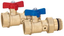 Vlinderkraan recht met volle doorlaat, 1" x 5/4" FM, PN10, met thermometeraansl., Caleffi 391