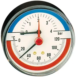 thermometer achteraansl. 0-4bar 0 Caleffi