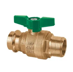 Vlinderkraan recht met volle doorlaat, 22mm x 3/4" pers-M, PN20, Cimberio 1222CRNLMA