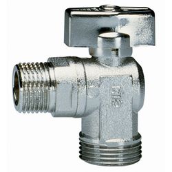 Kogelkraan haaks met volle doorlaat, 1/2" x 3/4" MM, PN16, met terugslagklep, voor wasmachine, Cimberio 39NR