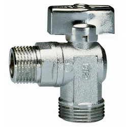 Robinet à boisseau sphérique équerre à passage intégral, 1/2" x 3/4" filetage extérieur-filetage extérieur, PN16, avec soupape de retenue, pour machin