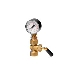 Manometer 0/10 bar + Manometerkraan 1/2 FF +  vervalstuk brons Dimex