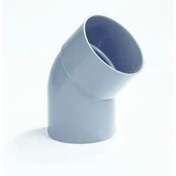 PVC lijmbocht, 45°, 160mm, MF, grijs, BENOR-keur, afvoer/sanitair