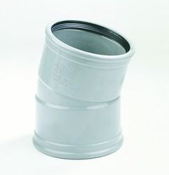 PVC coude à joint 15°, 110mm, FF, SN4/SN8 (SDR41/SDR34), gris, BENOR-marque, égouts, Dyka