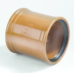 PVC manchetmof, 125mm, FF, SN4 (SDR41), riolering, roodbruin, BENOR-keur, Dyka