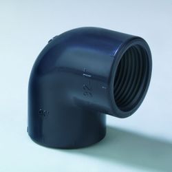 PVC lijmovergangsbocht, 32mm x 1", FF, 90°, PN16, grijs, riolering