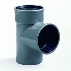 PVC té à joint, 90°, 110mm, SN4/SN8 (SDR41/SDR34), gris, BENOR-marque, égouts, Dyka
