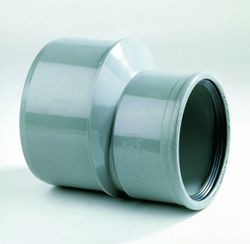 PVC manchetverloopmof, 250x125mm, MF, excentrisch, SN4 (SDR41), grijs, riolering, Dyka