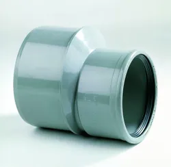 PVC manchetverloopmof, 125x110mm, MF, excentrisch, SN4 (SDR41), grijs, riolering, Dyka