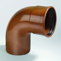 PVC manchetbocht 90°, 160mm, MF, SN4 (SDR41), roodbruin, BENOR-keur, riolering, Dyka