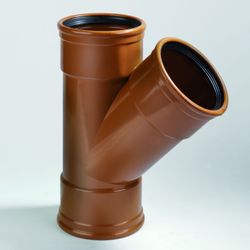 PVC té à joint, 45°, 110mm, SN8 (SDR34), rouge-marron, BENOR-marque, égouts, Dyka
