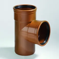 PVC manchet-T-stuk, 90°, 110mm, SN8 (SDR34), roodbruin, BENOR-keur, riolering, Dyka
