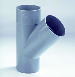 PVC lijm-T-stuk, 45°, 60mm, FFM, grijs, regenwater (HWA)