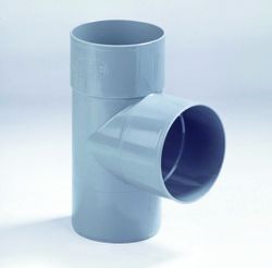 PVC lijm-T-stuk, 90°, 80mm, FFM, grijs, regenwater (HWA)