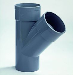 PVC lijm-T-stuk, 45°, 50mm, FFM, grijs, BENOR-keur, afvoer/sanitair