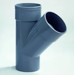 PVC lijm-T-stuk, 45°, 32mm, FFM, grijs, BENOR-keur, afvoer/sanitair
