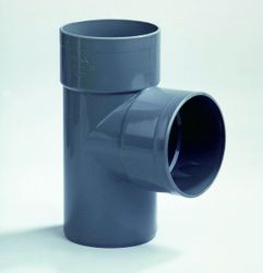 PVC lijm-T-stuk, 90°, 90mm, FFM, grijs, BENOR-keur, afvoer/sanitair