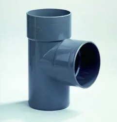 PVC lijm-T-stuk, 90°, 90mm, FFM, grijs, BENOR-keur, afvoer/sanitair