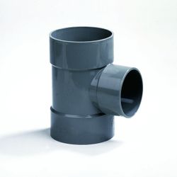 PVC lijmverloop-T-stuk, 90°, 75 x 40mm, grijs, BENOR-keur, afvoer/sanitair