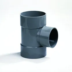 PVC lijm-T-stuk, 90°, 110mm, FFF, grijs, BENOR-keur, afvoer/sanitair