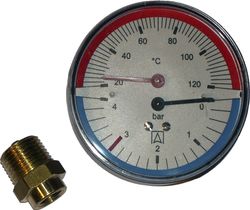 thermomanometer 63mm, 0/4 bar, 20/120-gr euro index