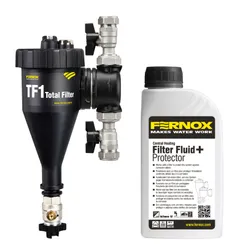Vuilafscheider, Fernox TF1 Compact, 22mm knelring, horizontaal/verticaal, met magneet intern, incl. 500ml FC1