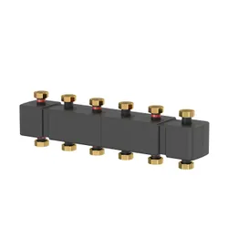 Verdeler voor CV 6/4" + 5 x 6/4", Meibes MeiFlow Top S MF, staal, standaard, zwart