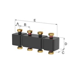 Verdeler voor CV 6/4" + 3 x 6/4", Meibes MeiFlow Top S MF, staal, laag drukverschil, oranje