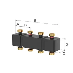 Verdeler voor CV 6/4" + 3 x 6/4", Meibes MeiFlow Top S MF, staal, laag drukverschil, oranje