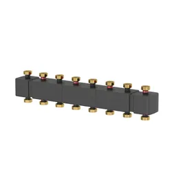 Verdeler voor CV 6/4" + 7 x 6/4", Meibes MeiFlow Top S MF, staal, standaard, zwart